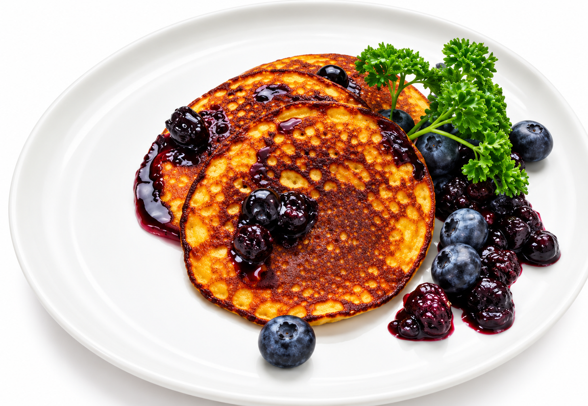 Paleo Pumpkin Pancakes with Blueberry Syrup (SIG)