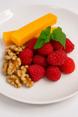 Cheddar Cheese with Walnuts and Raspberries