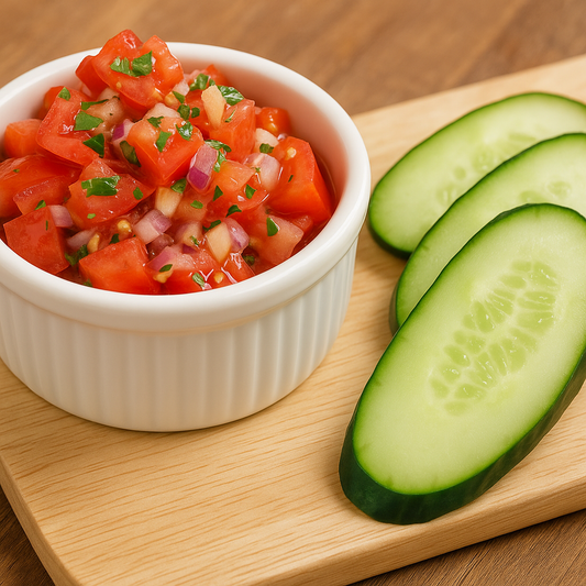 Cucumber Chips with Pico de Gallo (FB)