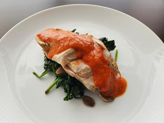 Roast Pork Loin with Red Pepper Sauce