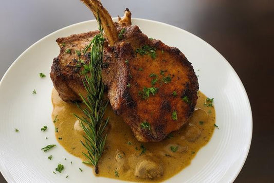 Pan Seared Pork Chops with creamy mushroom sauce (FD)