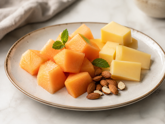Gouda Cheese with Almonds and Cantaloupe