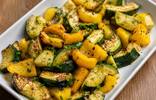 Roasted Zucchini and Yellow Peppers