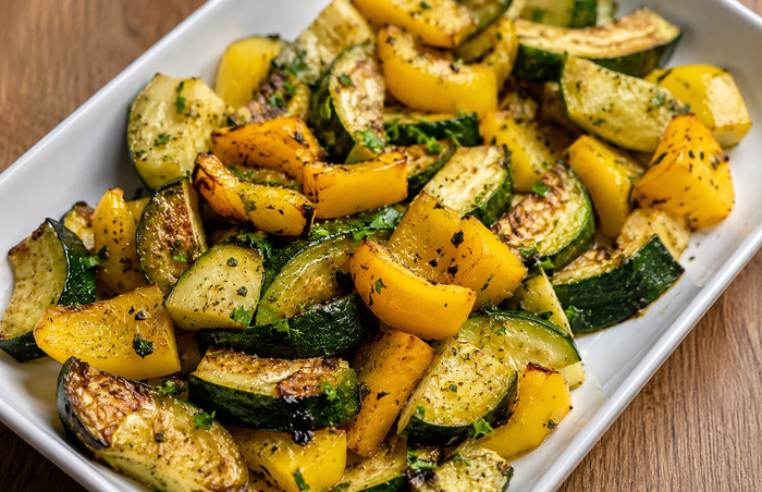 Roasted Zucchini and Yellow Peppers
